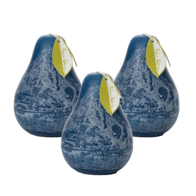 English Blue Timber Pear Candles Set Of 3