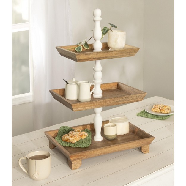 Kate And Laurel Bess Tray 16x12x26 White And Natural