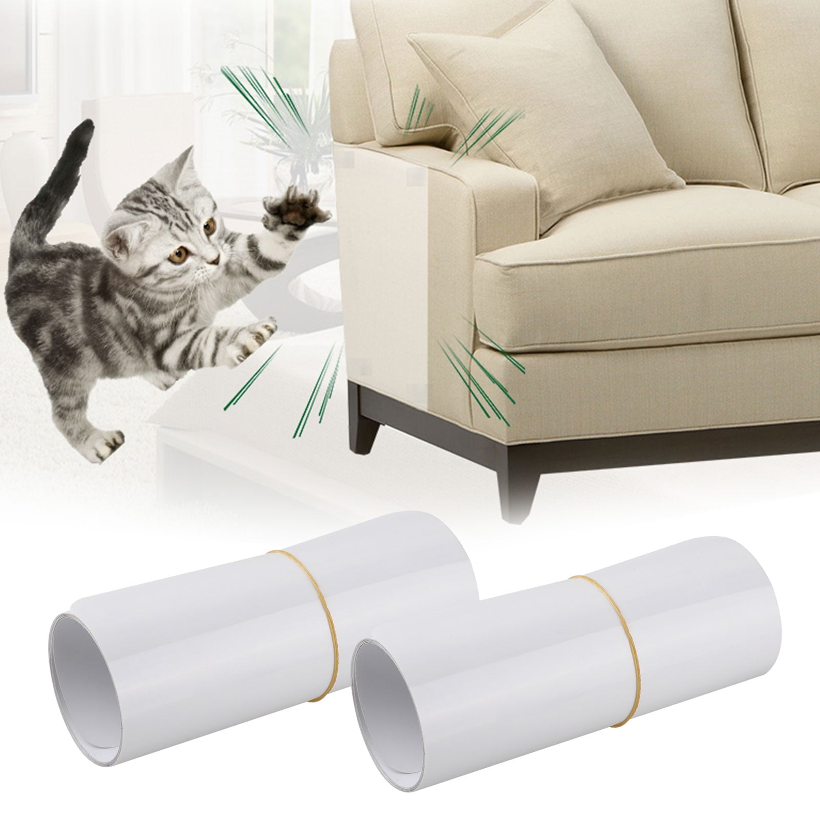 2 PCS Furniture Protectors From Cats， Stop Cat Scratching Couch， Door and Other Furniture And Car Seat， Self-adhesive Flexible Vinyl Sheet， Pet Scratch Deterrent for Furniture (5.5 *18.11 inch)