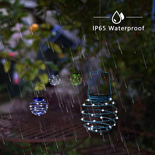 Roaming Light Solar Spiral LED Lanterns， Solar Garden Lights Outdoor Decorative Hanging Lights， Waterproof Pendant Light for Garden， Patio， Porch(Blue)