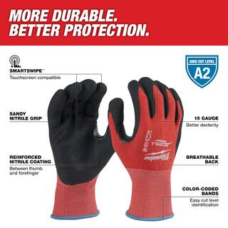 MW Large Red Nitrile Level 2 Cut Resistant Dipped Work Gloves (12-Pack) 48-22-8927B