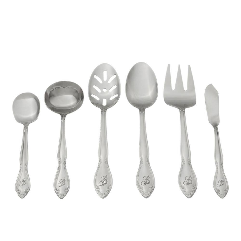 RiverRidge Home Rose Monogrammed Letter H 46-Piece Silver Stainless Steel Flatware Set (Service for 8) 5417-843-H