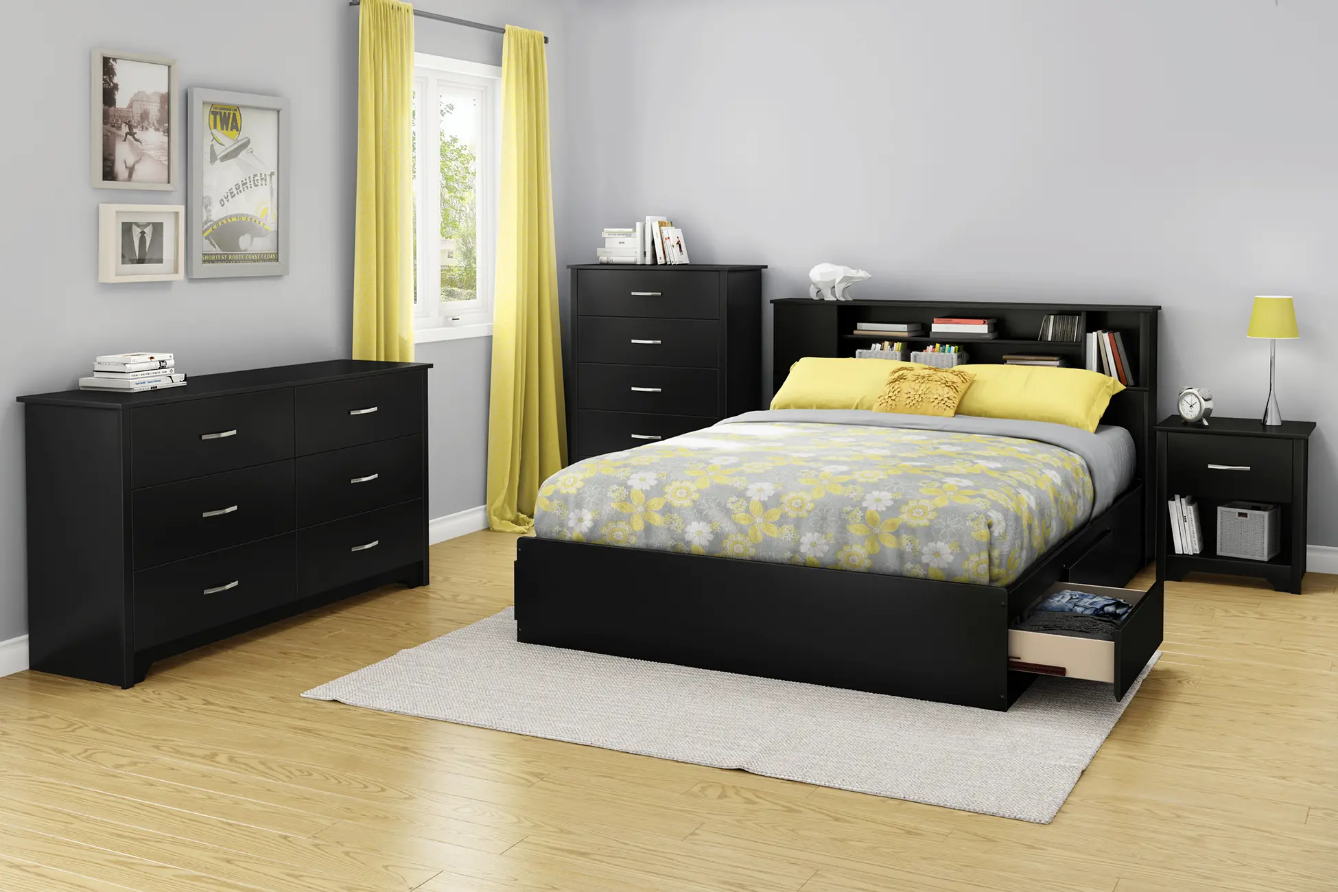 Fusion Black Nightstand - South Shore