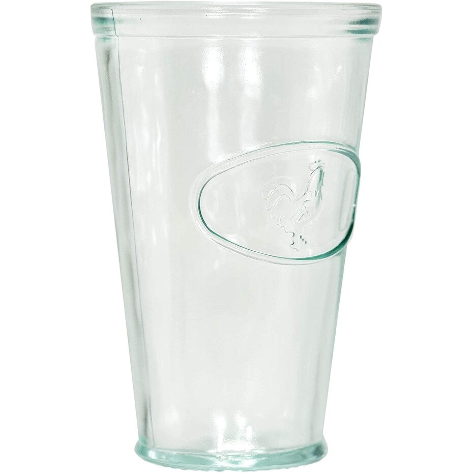 Amici Home Relief Drinking Recycled Rooster Italian Glass Set of 6   16 oz.