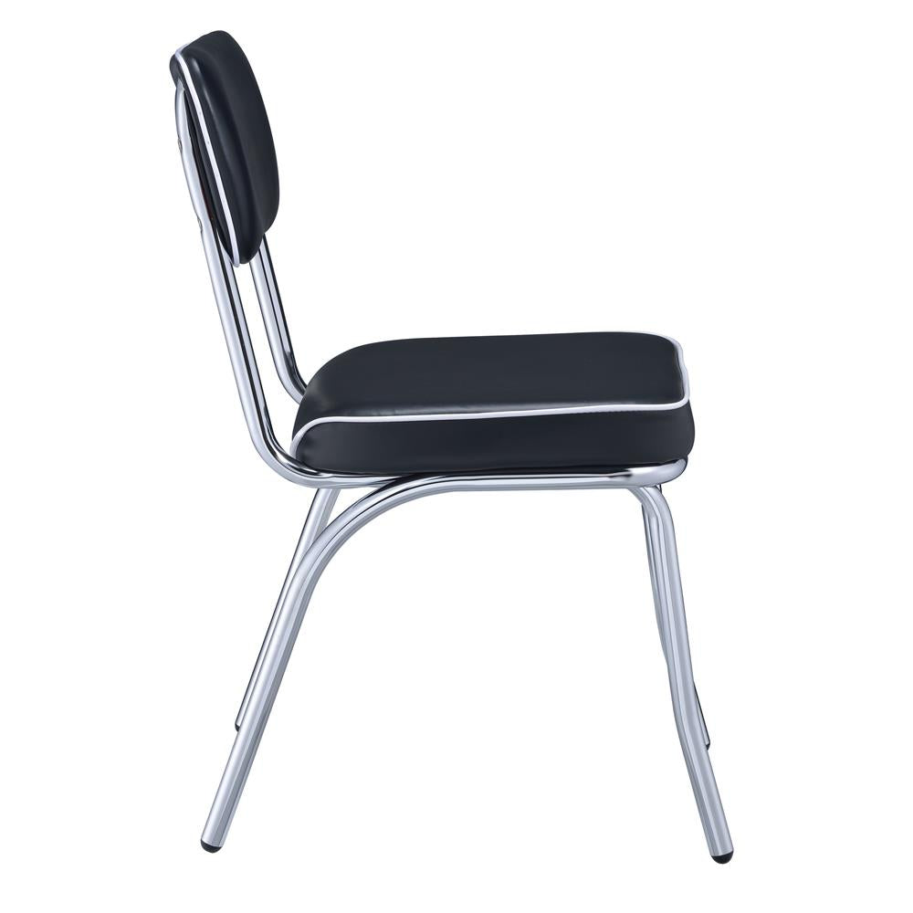 Retro Open Back Side Chairs Black and Chrome (Set of 2)