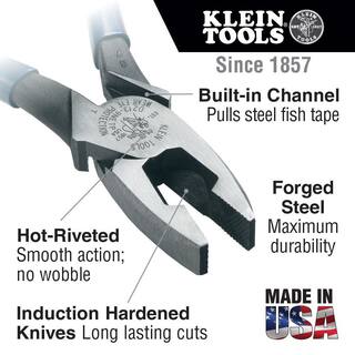 Klein Tools 9 in. Journeyman Heavy Duty Side Cutting Pliers for Fish Tape Pulling J2000-9NETP