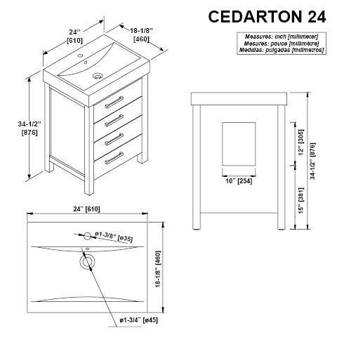 Home Decorators Collection Cedarton 24 in. W x 18 in. D Vanity in Midnight Blue with Ceramic Vanity Top in White with White Sink Cedarton 24MB