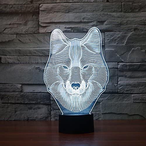 3d Animal Wolf Head Night Light Touch Table Desk Optical Illusion Lamps 7 Color Changing Lights Home Birthday Gift