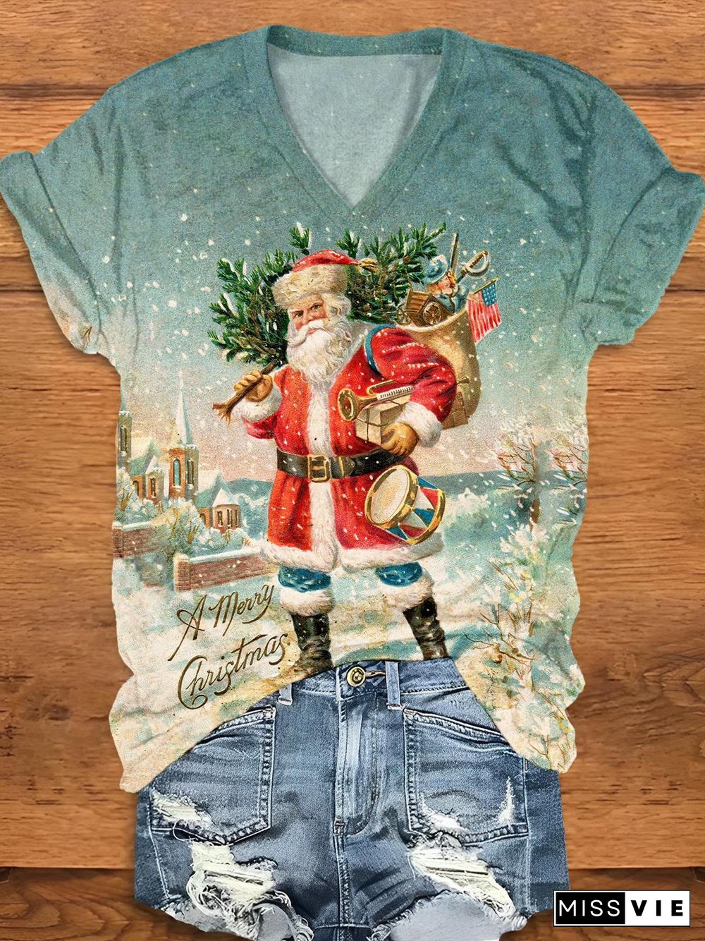 A Merry Christmas V-Neck T-Shirt