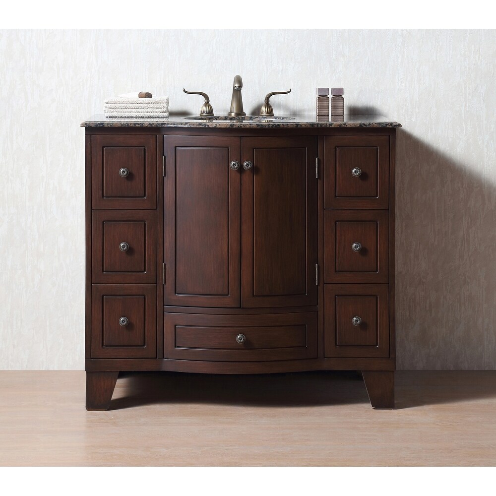 Stufurhome Alandra 40 Inches Dark Cherry Single Sink Bathroom Vanity