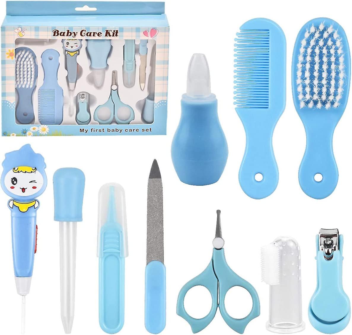 10 Pcs Baby Grooming Baby Healthcare Kit Newborn Baby Care Accessories Baby Health Care Set Baby Nail Clipper Scissors Hair Comb Brush Nose Cleaner Sa