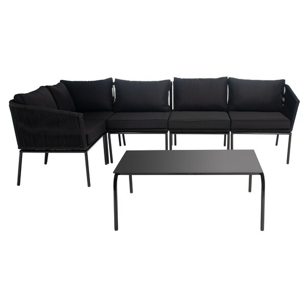 SAFAVIEH Remsin Rope Outdoor Sectional Living Set