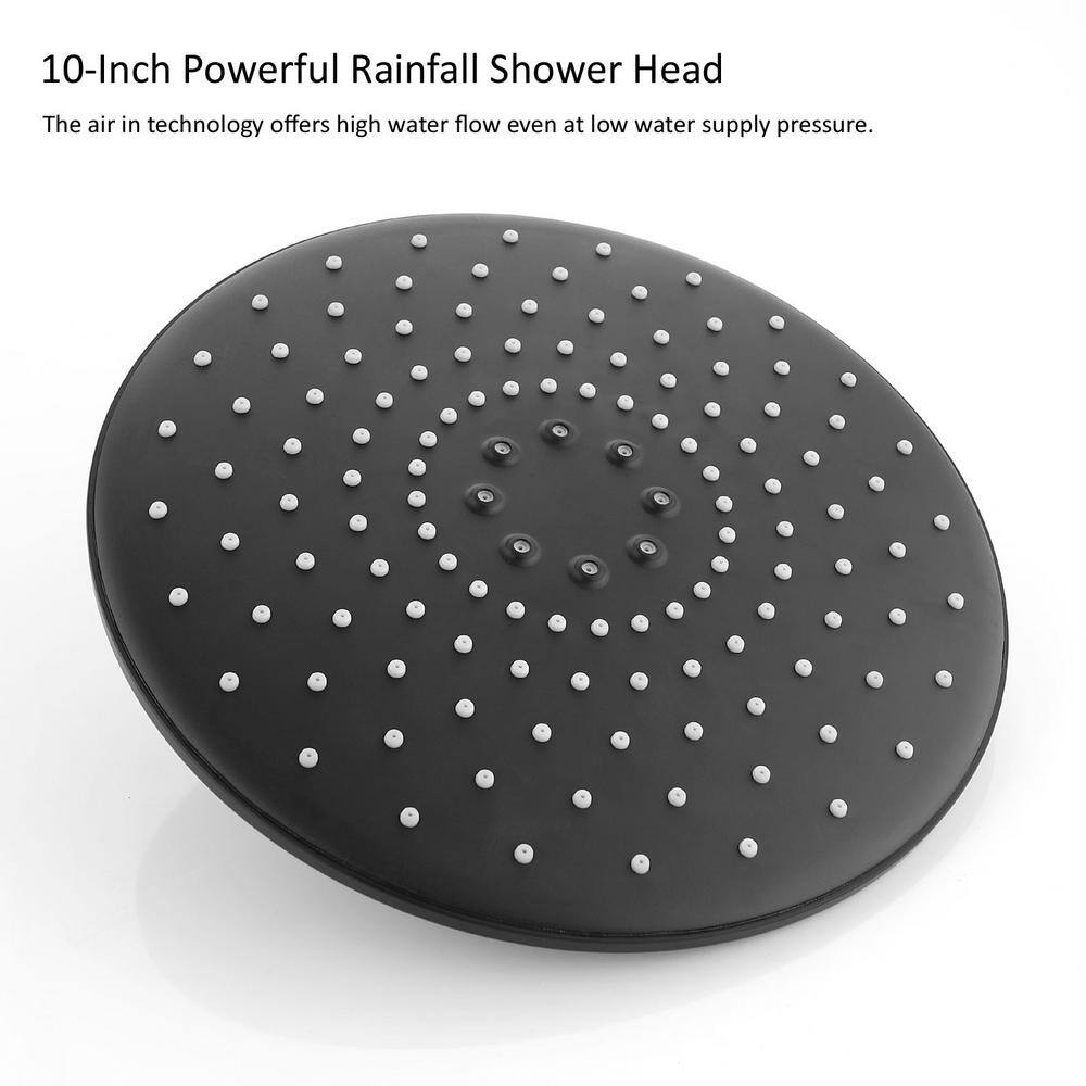 CASAINC 1-Spray Patterns 10 in. Wall Mount Shower System Fixed Shower Head in Matte Black (Valve Included) WF-DB96101H-10