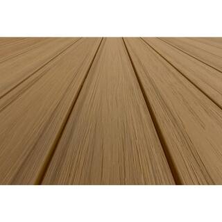 FORTRESS Infinity IS 5.35 in. x 6 in. Grooved Oasis Palm Brown Composite Deck Board Sample 194106110