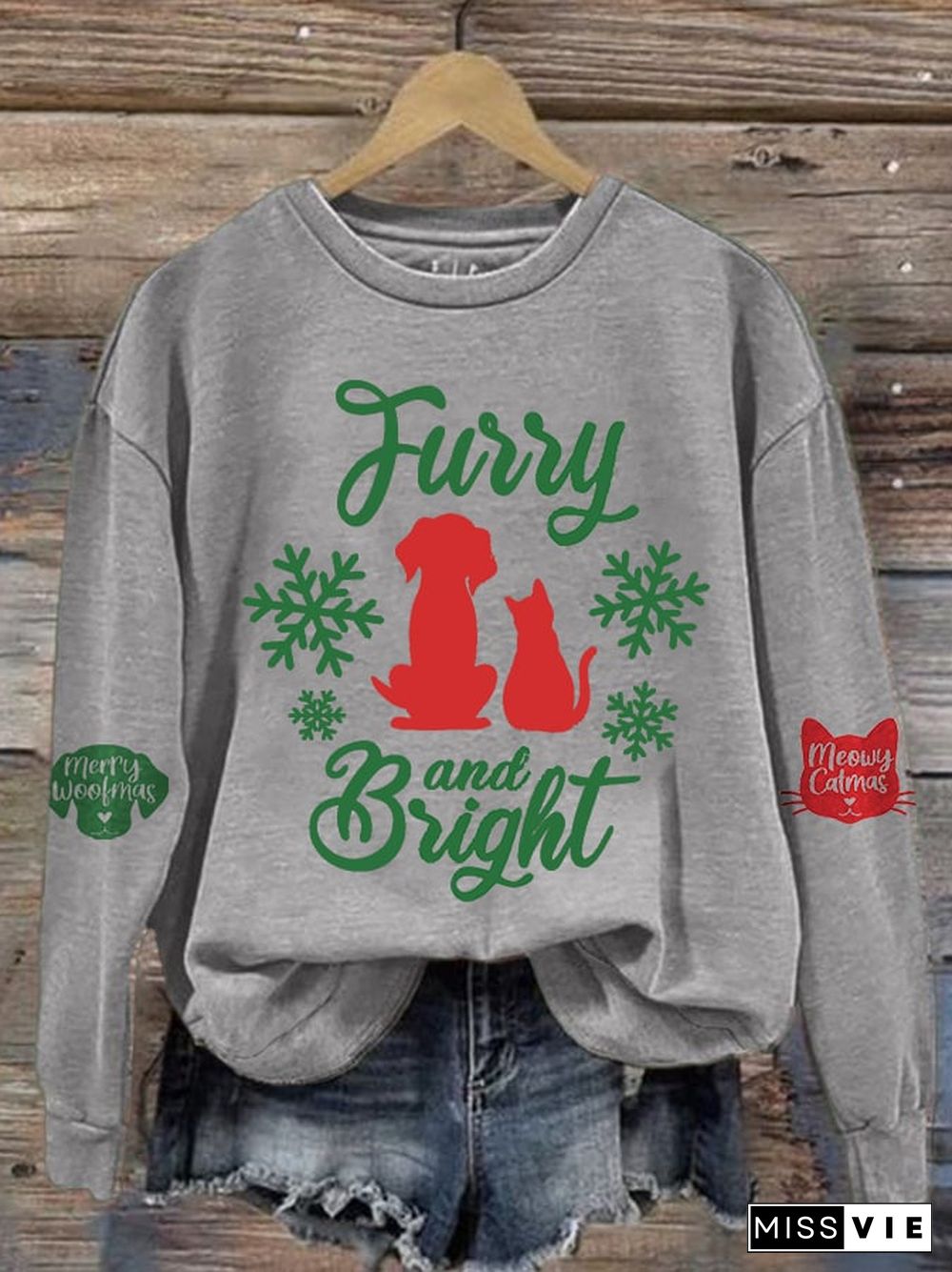 Women'S Christmas Fussy And Bright Long Sleeve Sweatshirt