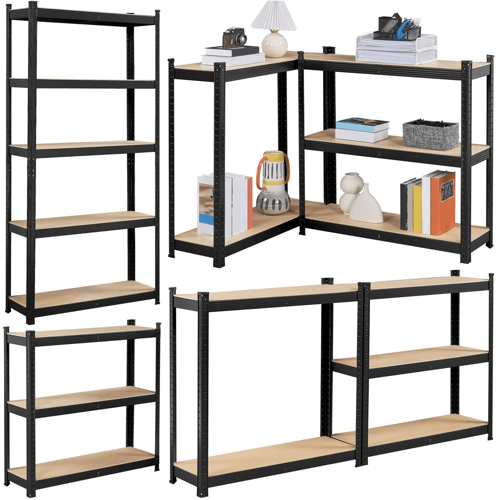 Topeakmart 5-Tier Adjustable Steel Storage Rack Garage Shelves, Black