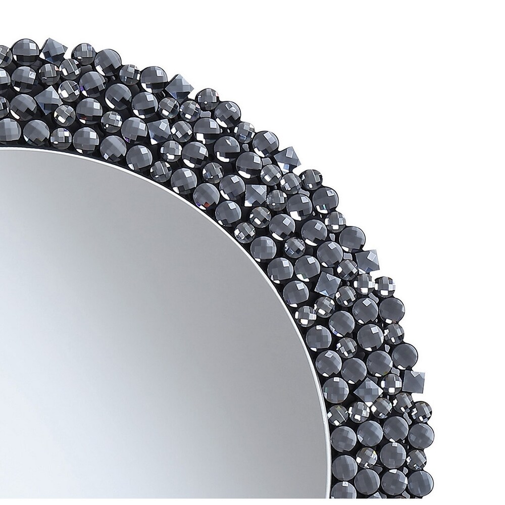 Beautifully Designed Round Contemporary Wall Mirror  Silver