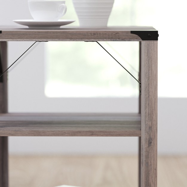 Merrick Lane Modern Farmhouse Engineered Wood End Table With Two Tiered Shelving And Powder Coated Steel Accents