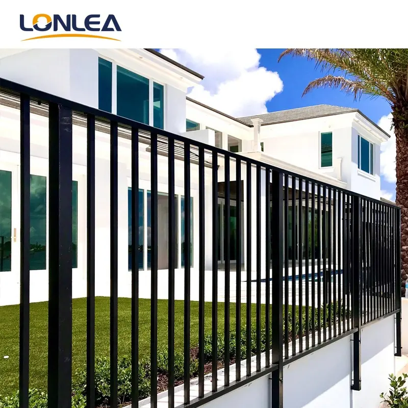 4ft 5ft 6ft 8ft Flat Top Wrought Iron Galvanized Steel Garden House Fencing Post Gate Cheap Aluminum Fence Panels