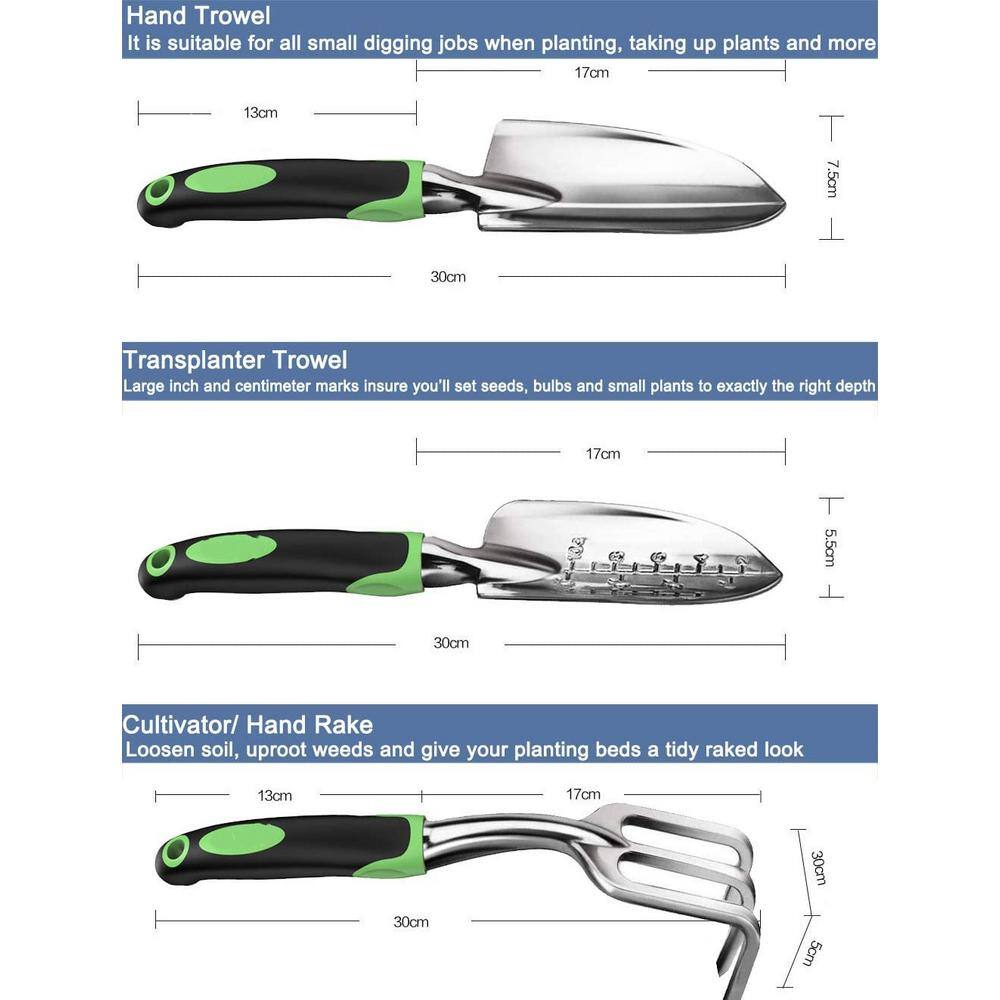 3-Piece Cast Aluminum Heavy-Duty Gardening Kit with Non-Slip Rubber Handle Garden Tool Set B08DLNFXDH