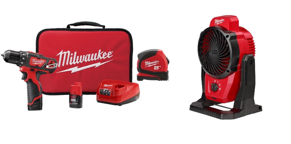 Milwaukee M12 3/8 Drill/Driver and Mounting Fan Kit with Tape Measure Bundle 2407-22T-0820-20 from Milwaukee