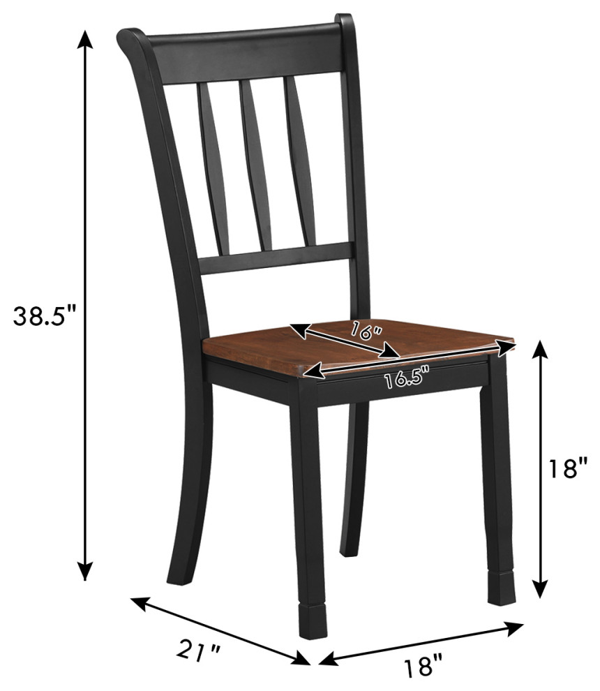 Costway Set of 2 Wood Dining Chair High Back Kitchen Whitesburg Side Chair   Transitional   Dining Chairs   by Costway INC.  Houzz