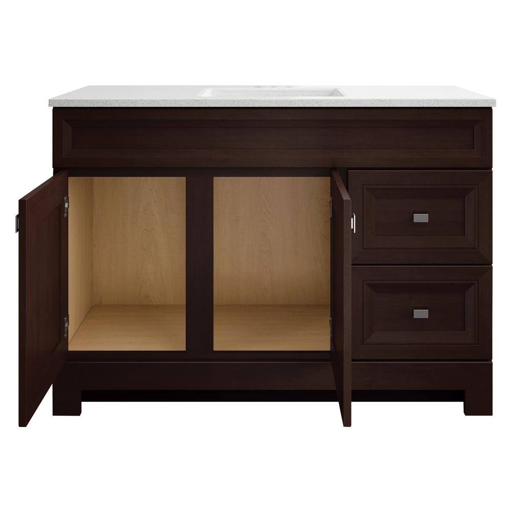 Home Decorators Collection Sedgewood 48.5 in. W Configurable Bath Vanity in Cognac with Solid Surface Top in Arctic with White Sink PPLNKDCG48D