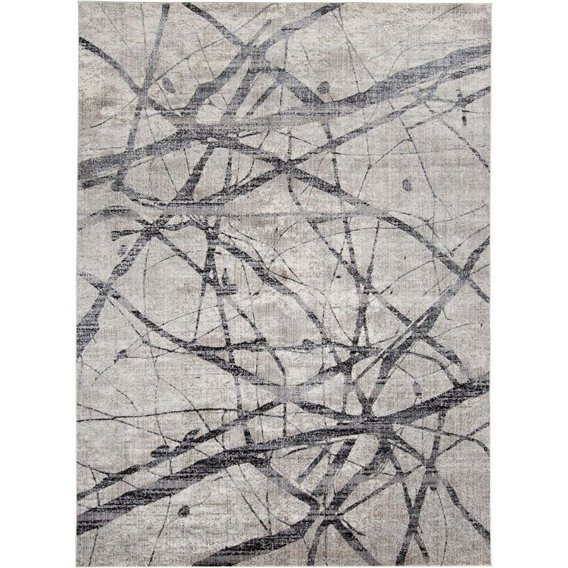 6.5' x 9.5' Gray and Charcoal Abstract Rectangular Area Throw Rug