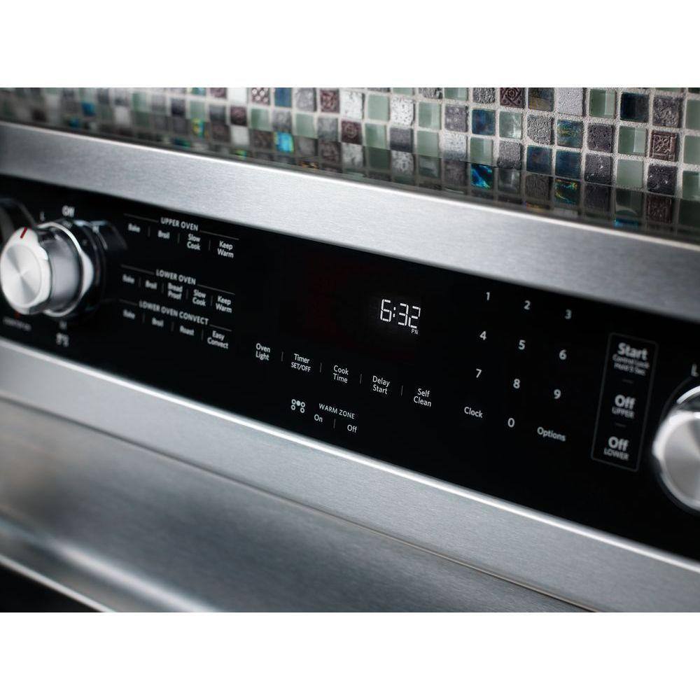 KitchenAid 6.7 cu. ft. Double Oven Electric Range with Self-Cleaning Convection Oven in Stainless Steel KFED500ESS