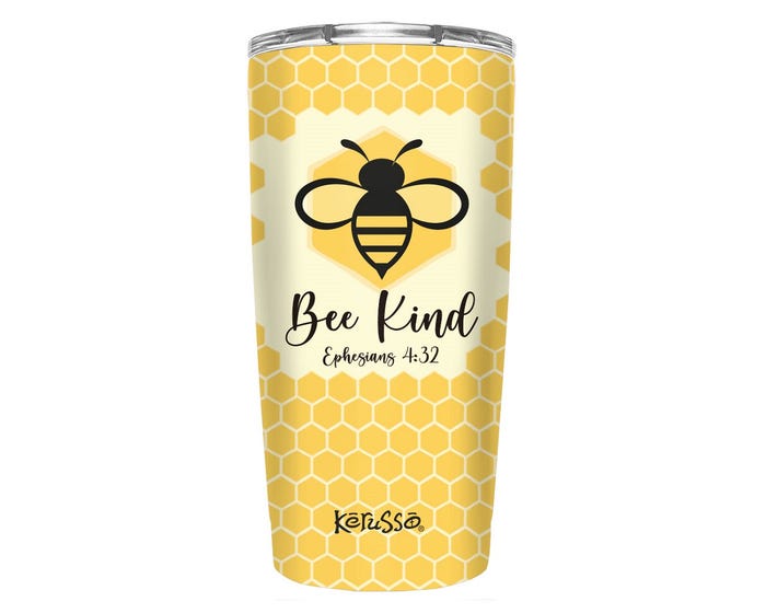 Kerusso® Dual Wall / Stainless Steel Tumbler - Bee Kind， 20 oz. - MUGS257