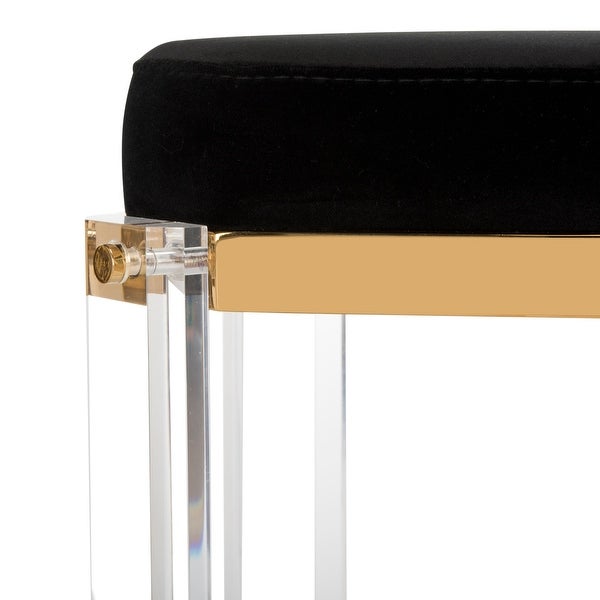 SAFAVIEH Couture Cicely Acrylic Bar Stool- Gold / Black - 12.5 in w x 12.5 in d x 27.25 in h