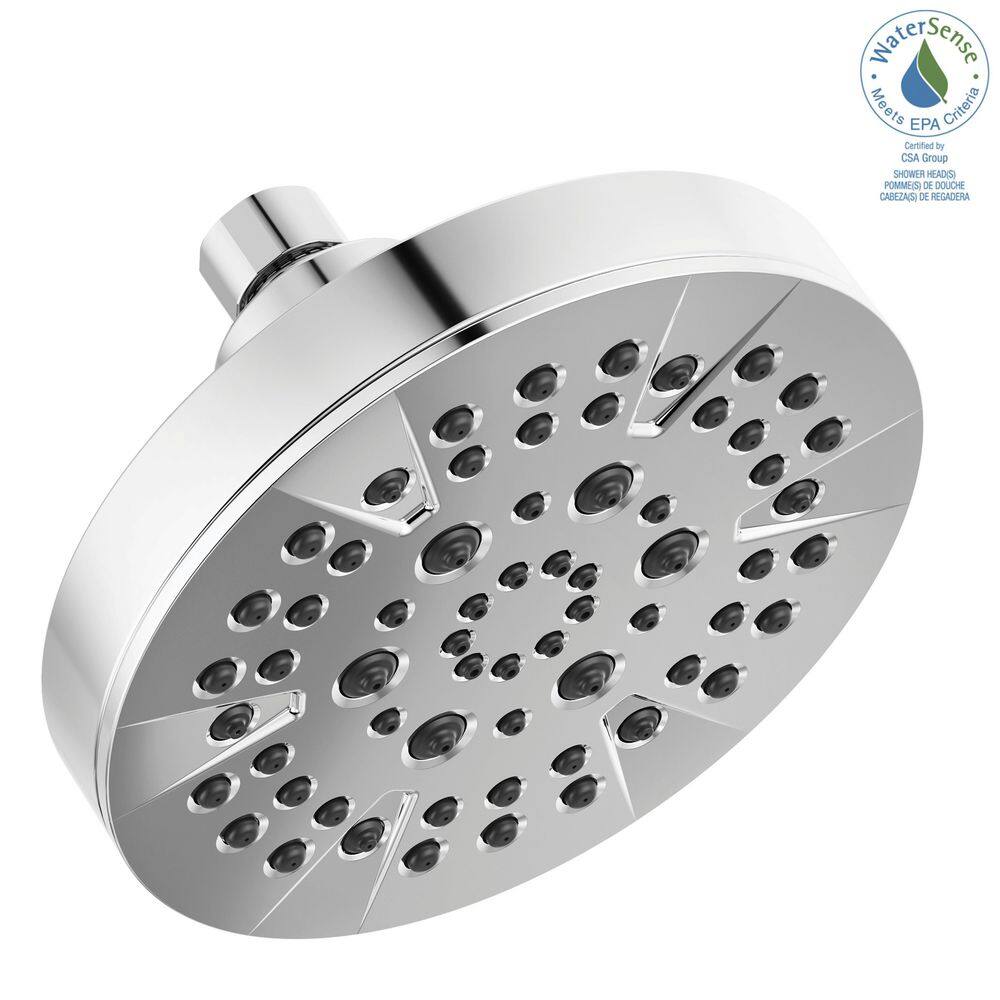 Delta 5-Spray Patterns 1.75 GPM 6 in. Wall Mount Fixed Shower Head in Chrome 52535