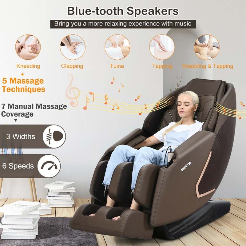 Assembly-Free SL Track Full Body Zero Gravity Massage Chair Recliner with Back Heater