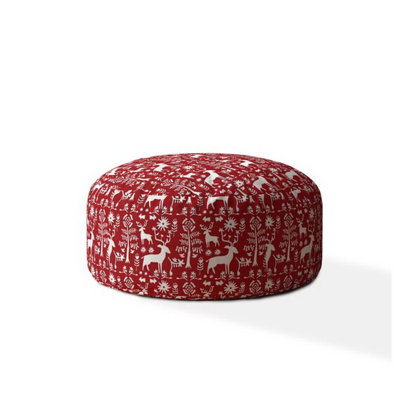 Indoor WONDERLAND Bright Red Round Zipper Pouf   S...