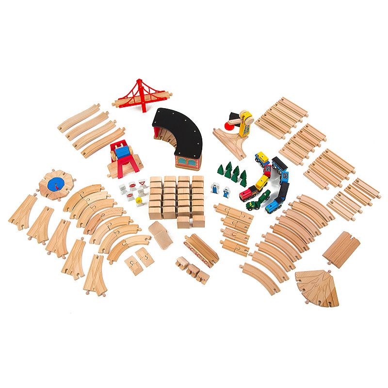 Melissa and Doug Deluxe 130-Piece Wooden Railway Train Set