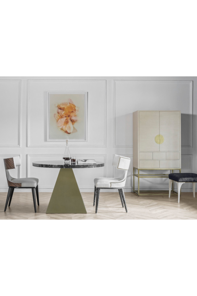 White Hourglass Studded Dining Chair  Andrew Martin Oscar   Transitional   Dining Chairs   by Oroa   Distinctive Furniture  Houzz