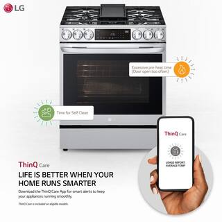 LG 6.3 cu. ft. Slide-in Gas Range with EasyClean Instaview and Air Fry in Printproof Stainless Steel LSGL6335F