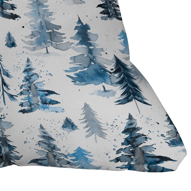 Ninola Design Watercolor Pines Spruces Square Throw Pillow Blue Deny Designs