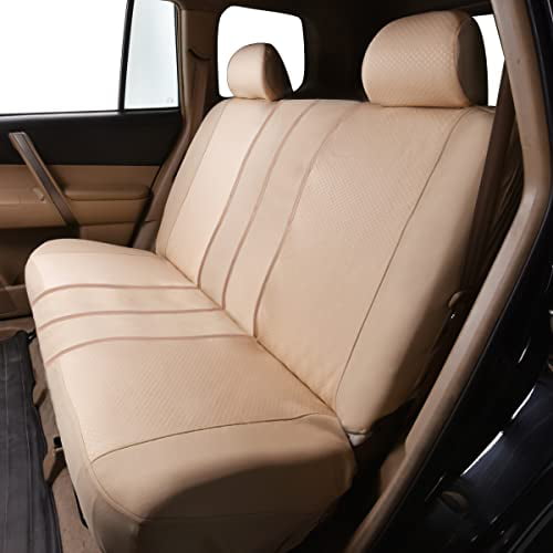 Flying Banner 9 PCS Car Seat Covers Full Cover | Universal fit Most Car，Truck，SUV and Van | Hot Stamp Breathable Composite Sponge and Airbag Compatible | Polyester Fabric Beige 039-Style