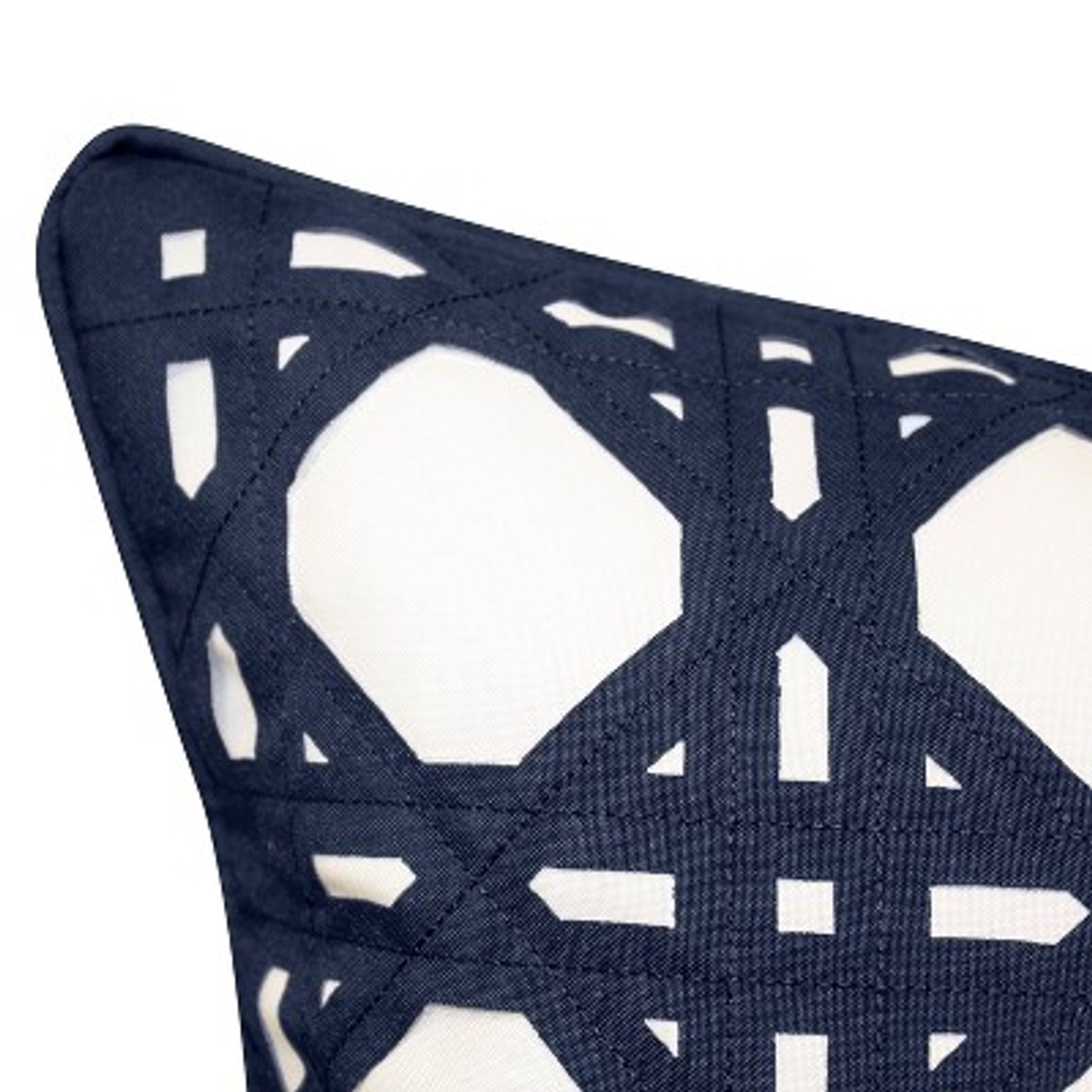 Geometric Rattan Indoor/Outdoor Throw Pillow Navy - Edie@Home