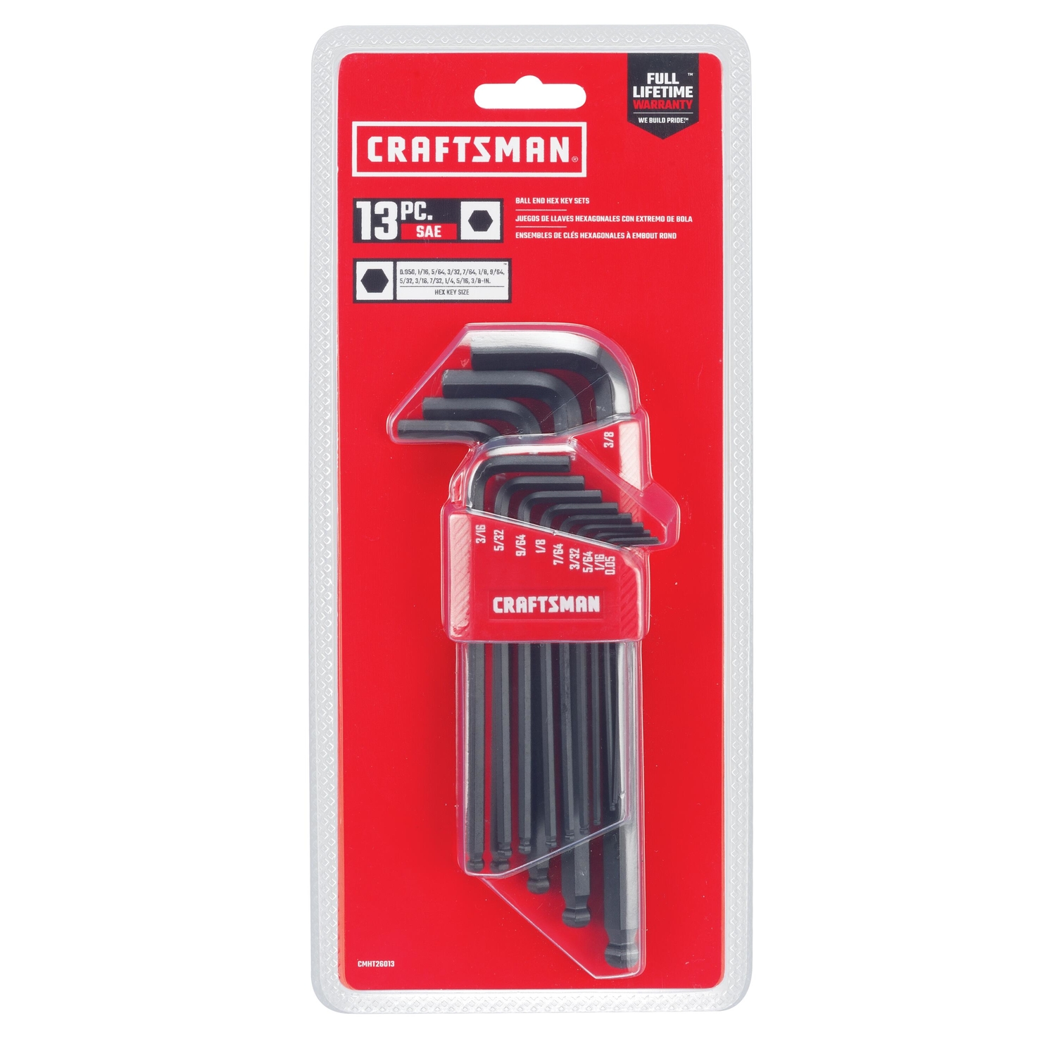 Craftsman Assorted SAE Long Arm Ball End Hex Key Set 13 pc