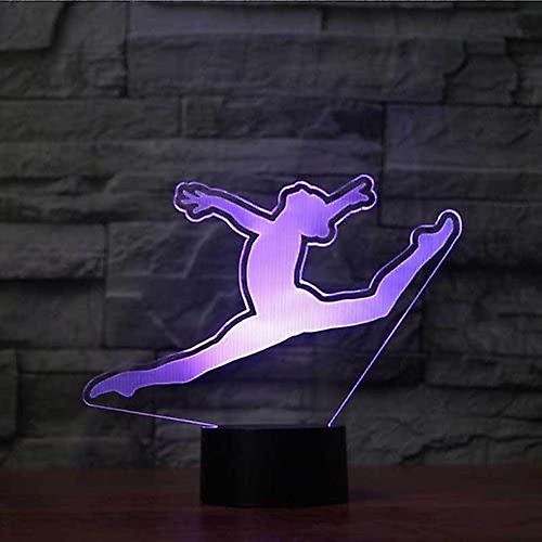 3d Gymnast Shape Night Light Touch Switch 7 Color Change Led Table Desk Lamp Acrylic Flat Abs Base Usb Charger Home Toy Brithday Xmas Kid Children Gif