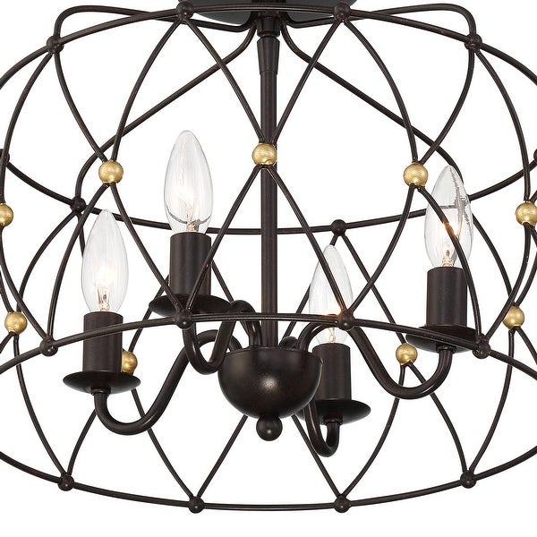 Zucca 4 Light English Bronze and Antique Gold Ceiling Mount - 16.5''W x 13''H