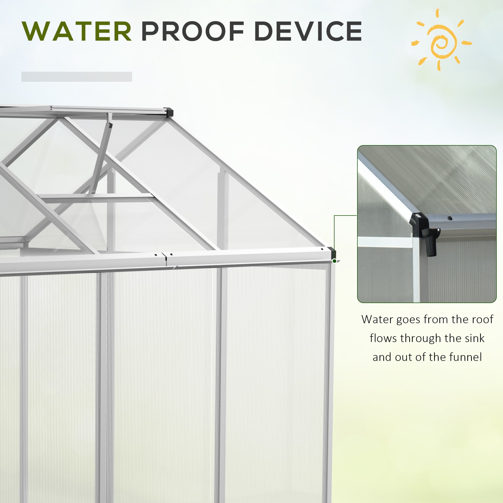 Outsunny 6' x 6' Portable Outdoor Walk-In Garden Greenhouse w/ Roof Vent