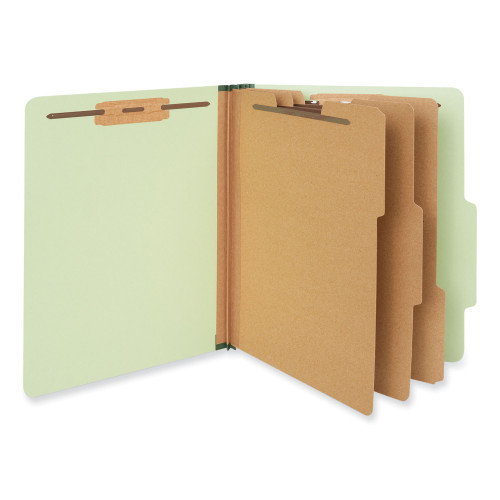 Universal Eight-Section Pressboard Classification Folders， 3 Dividers， Letter Size， Green， 10/Box (10291)