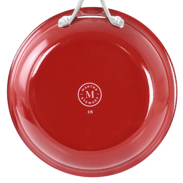 10 Piece Enameled Heavy Gauge Aluminum Ceramic Nonstick Cookware Set in Red