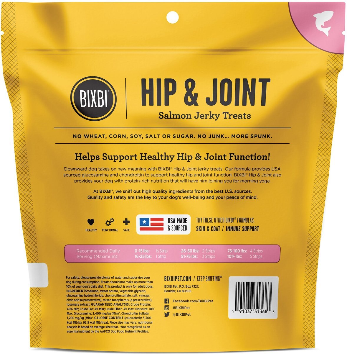 BIXBI Hip and Joint Salmon Jerky Grain-Free Dog Treats