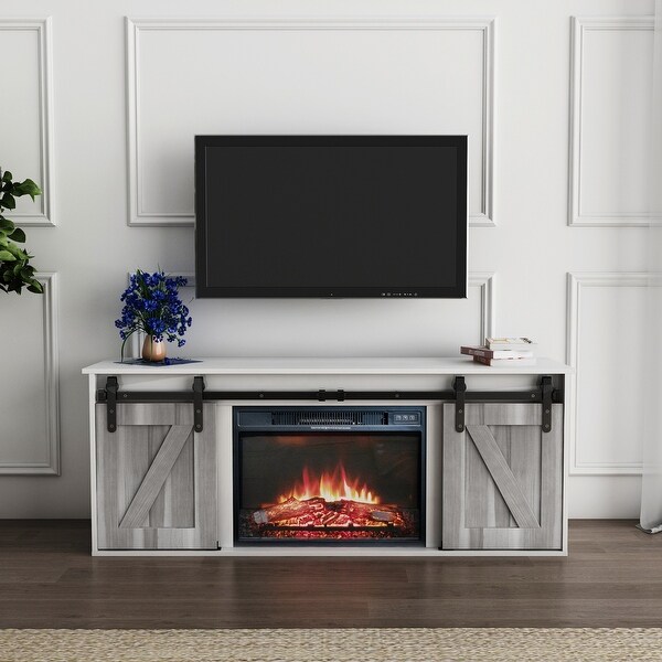 Wooden Fireplace TV Stand for TV up to 65