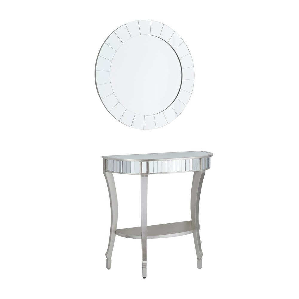 White Fir Glam Console Table with Mirror (Set of 2)   32 x 14 x 32