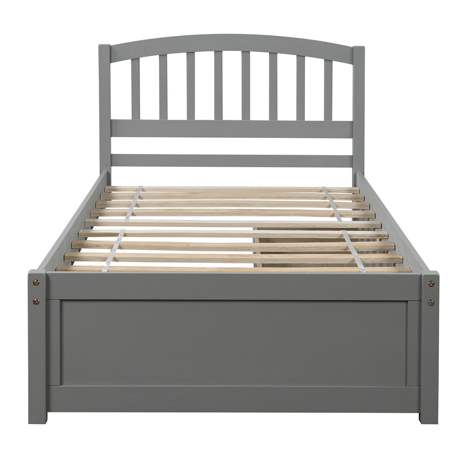 WEIKABU Wood Platform Storage Bed Frame with 2 Drawers and Headboard, Twin Size, Gray